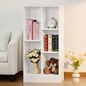 YAHARBB 3 Tier 5 Cube Thin Storage Organizer, Small Shallow Bookcase,White