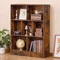 YAHARBO 3 Tier 7 Cube Mini Thin Bookshelf, Short Shallow Bookcase, Brown