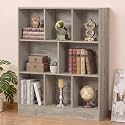 YAHARBO 3 Tier 8 Cube Horizontal Bookshelf, Low Bookcase for Sleves,Grey