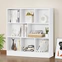 YAHARBO 3 Tier 8 Cube Horizontal Bookshelf, Low Bookcase with Sleves,White