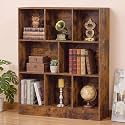 YAHARBO 3 Tier 8 Cube Horizontal Bookshelf, Low Bookcase for Sleves,Brown