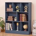 YAHARBO 3 Tier 8 Cube Horizontal Bookshelf,Low Bookcase - Sleves,Dark Blue