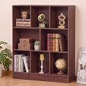 YAHARBO 3 Tier 8 Cube Horizontal Bookshelf,Low Bookcase with Sleves,Walnut