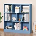 YAHARBO 3 Tier Bookshelf,Wide Kids Horizontal Bookcase,8 Cube Blue Book Shelf,Large Display Toy Storage Cabinet with Base,Floor Standing Modern Bookcases Organizer for Bedroom,Nursery,Playroom