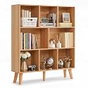 YAHARBO 8 Cube Natural Bookshelf,4 Tier Book Shelf with Legs,Modern Minimalist Bookcase,Open Book Shelves Storage Organizer,Frees Standing Wooden Display Bookcases for Small Space,Bedroom,Living Room