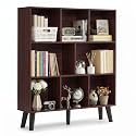 YAHARBO 8 Cube Walnut Bookshelf,5 Tier Book Shelf with Legs,Modern Minimalist Bookcase,Open Book Shelves Storage Organizer,Frees Standing Wooden Display Bookcases for Small Space,Bedroom,Living Room