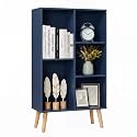 YAHARBO Small Dark Blue Bookshelf,3 Tier Modern Kids Bookcase with Legs,5 Cube Wooden Bookshelves Storage Shelf,Book Shelves Organizer,Display Bookcases Cabinet for Room Nursery Study