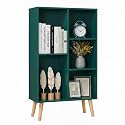 YAHARBO Small Dark Green Bookshelf,3 Tier Modern Kids Bookcase with Legs,5 Cube Wooden Bookshelves Storage Shelf,Book Shelves Organizer,Display Bookcases Cabinet for Room Nursery Study