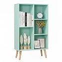 YAHARBO Small Green Bookshelf,3 Tier Modern Kids Bookcase with Legs,5 Cube Wooden Bookshelves Storage Shelf,Book Shelves Organizer,Display Bookcases Cabinet for Room Nursery Study