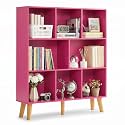 YAHARBO 8 Cube Bookshelf,3 Tier Bookcase with Legs,Pink Mid-Century Modern Bookshelves,Large Free Standing Open Storage Organizer Shelf,Tall Wooden Book Case Furniture for Bedroom,Living Room,Office