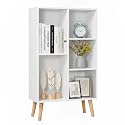 YAHARBO Small White Bookshelf,3 Tier Modern Kids Bookcase with Legs,5 Cube Wooden Bookshelves Storage Shelf,Book Shelves Organizer,Display Bookcases Cabinet for Room Nursery Study