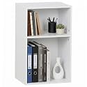YAHARBO 2 Cube Bookshelf, White Record Player Stand with Vinyl Storage Up to 100 Albums, Horizontal Low Book Shelf, Mini Bookcase with Storage Organizer, Small Turntable Stand for Living Room, Bedroom