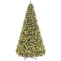 Yaheetech 12ft Pre-lit Christmas Tree with 1500 Warm White Lights, Green