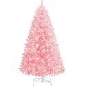 Yaheetech 4.5ft Pre-lit Christmas Tree with 150 Warm White Lights, Pink
