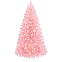 Yaheetech 6ft Pre-lit Christmas Tree with 300 Warm White Lights, Pink