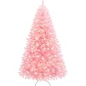 Yaheetech 7.5ft Pre-lit Christmas Tree with 550 Warm White Lights, Pink