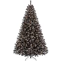 Yaheetech 7.5ft Pre-lit Christmas Tree with 550 Warm White Lights, Black