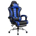 Yaheetech Gaming Chair with Footrest Massage Lumbar Pillow Black and Blue