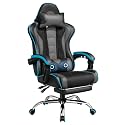Yaheetech Gaming Chair with Footrest Massage Lumbar Pillow Black and Gray