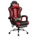 Yaheetech Gaming Chair with Footrest Massage Lumbar Pillow Black and Red