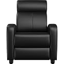 Yaheetech Faux Leather Recliner Chair Living Room Chair Dark Black