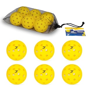 yait gee-max pickleball ball pack of 6  40 hole outdoor ball for tournament play  perfectly balanced durable pp material true flight  aipa approved pickleball yellow