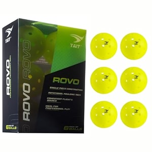 yait rovo usapa approved pickleball ball pack of 6  40 hole outdoor ball for tournament play  single piece rotational molded  high performance pp material advanced aerodynamics  green colour