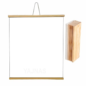 yajnas 15x2 feet 1 pieces roll up wooden white boardmarker board for child and teaching with wall hanging for kids 18 inches x 23 inches and 1 premium wooden duster pack of 1 set