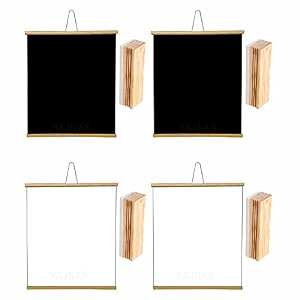 yajnas 15x2 feet 2 pieces roll up black boardchalk board roll up white boardmarker board for child and teaching with wall hanging for kids 18 inches x 23 inches pack of 4 set