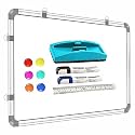 YAJNAS 1.5x2 Feet (41x59 CM) Magnetic Drywipe Whiteboard with 6 Magnets, 1 Eraser/Magnetic Duster, 1 Unit of 30cm Scale, and 2 Dry-Erase Markers for Home, Office, Coaching Class &amp; School