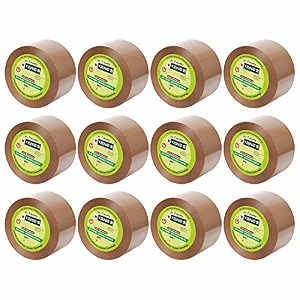 yajnas 2 inch 100 meters pack of 12 brown bopp tape self adhesive high-strength packing tape rolls packaging tape  brown cello tape  e commerce packaging tape for home office use amp box packaging