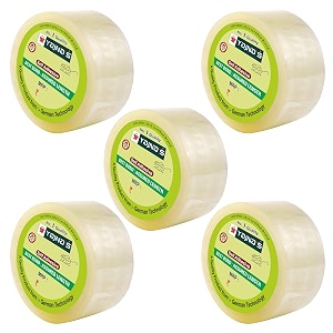 yajnas 48mm 2 inch x 100 meters pack of 5 bopp packaging clear tape transparent cello tape rolls  e-commerce packaging for home office amp box