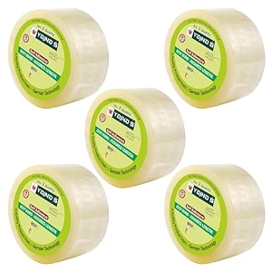yajnas 48mm 2 inch x 50 meters pack of 5 bopp packaging clear tape transparent cello tape rolls  e-commerce packaging for home office amp box