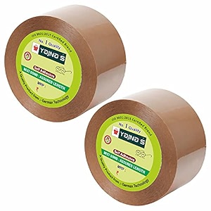 yajnas 48mm x 100 meters pack of 2 brown bopp tape self adhesive high-strength packing tape rolls packaging tape  brown cello tape  e commerce packaging tape for home office use amp box packaging