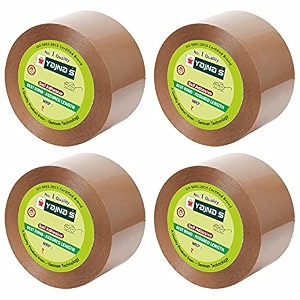 yajnas 48mm x 100 meters pack of 4 brown bopp tape self adhesive high-strength packing tape rolls packaging tape  brown cello tape  e commerce packaging tape for home office use amp box packaging