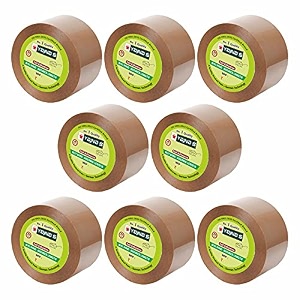 yajnas 48mm x 100 meters pack of 8 brown bopp tape self adhesive high-strength packing tape rolls packaging tape  brown cello tape  e commerce packaging tape for home office use amp box packaging