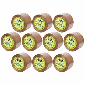 yajnas 48mm x 200 meters pack of 10 brown bopp tape self adhesive high-strength packing tape rolls packaging tape  brown cello tape  e commerce packaging tape for home office use amp box packaging
