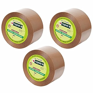 yajnas 48mm x 200 meters pack of 3 brown bopp tape self adhesive high-strength packing tape rolls packaging tape  brown cello tape  e commerce packaging tape for home office use amp box packaging