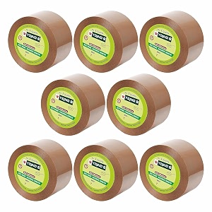 yajnas 48mm x 35 meters 2 inch pack of 8 brown bopp self-adhesive high-strength packing tape rolls  e-commerce packaging for home office amp box