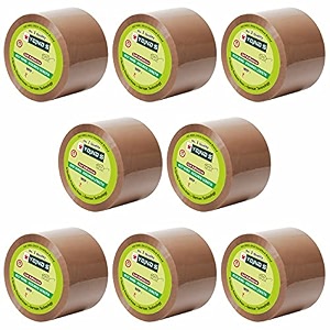yajnas 48mm x 50 meters pack of 8 brown bopp tape self adhesive high-strength packing tape rolls packaging tape  brown cello tape  e commerce packaging tape for home office use amp box packaging