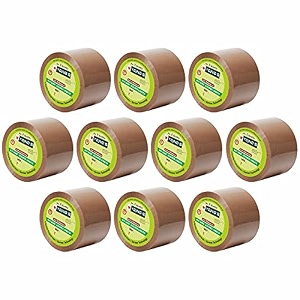 yajnas 48mm x 50 meters pack of 10 brown bopp tape self adhesive high-strength packing tape rolls packaging tape  brown cello tape  e commerce packaging tape for home office use amp box packaging