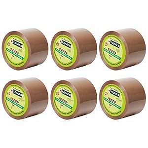 yajnas 48mm x 65 meters pack of 6 brown bopp tape self adhesive high-strength packing tape rolls packaging tape  brown cello tape  e commerce packaging tape for home office use amp box packaging