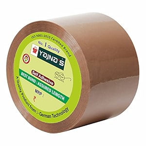 yajnas 48mm x 65 meters pack of 1 brown bopp tape self adhesive high-strength packing tape rolls packaging tape  cello tape  e commerce packaging tape for home office use amp box packaging