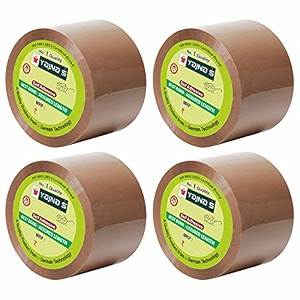 yajnas 48mm x 65 meters pack of 4 brown bopp tape self adhesive high-strength packing tape rolls packaging tape  brown cello tape  e commerce packaging tape for home office use amp box packaging