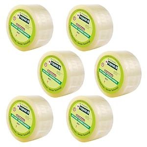 yajnas 72mm 3 inch x 100 meters pack of 6 bopp packaging clear tape transparent cello tape rolls  e-commerce packaging for home office amp box