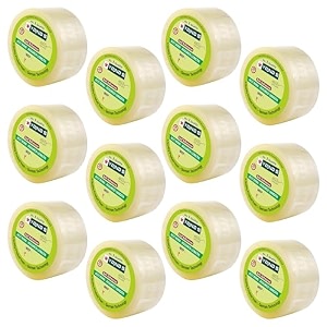 yajnas 72mm 3 inch x 200 meters pack of 12 bopp packaging clear tape transparent cello tape rolls  e-commerce packaging for home office amp box
