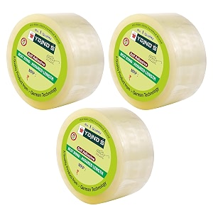 yajnas 72mm 3 inch x 35 meters pack of 3 bopp packaging clear tape transparent cello tape rolls  e-commerce packaging for home office amp box