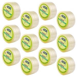 yajnas 72mm 3 inch x 50 meters pack of 12 bopp packaging clear tape transparent cello tape rolls  e-commerce packaging for home office amp box