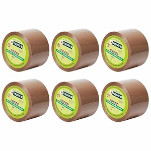 yajnas 72mm x 100 meters 3 inch pack of 6 brown bopp self-adhesive high-strength packing tape rolls  e-commerce packaging for home office amp box