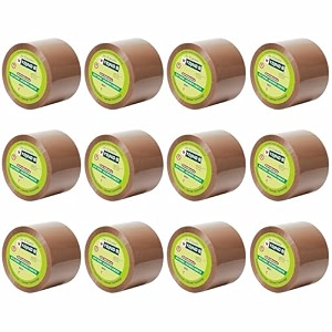 yajnas 72mm x 200 meters 3 inch pack of 24 brown bopp self-adhesive high-strength packing tape rolls  e-commerce packaging for home office amp box